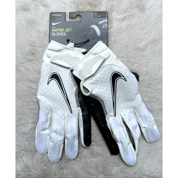 Nike Men XL Vapor Jet Wide Receiver football Gloves White Black CZ8154-127 - Picture 1 of 5